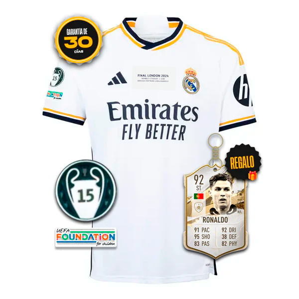 Camiseta Real Madrid Primera Especial FINAL DE LA LIGA DE CAMPEONES WEMBLEY 23/24 + 5 REGALOS 🎁