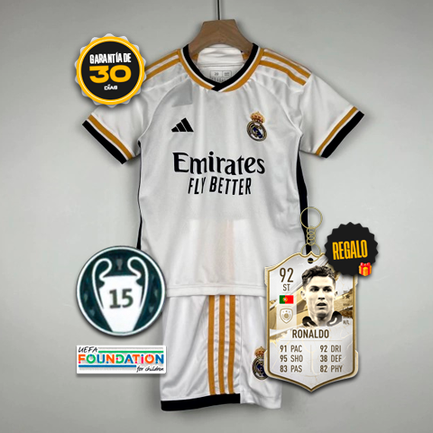 Conjunto infantil Real Madrid Home 23/24 + 5 REGALOS 🎁