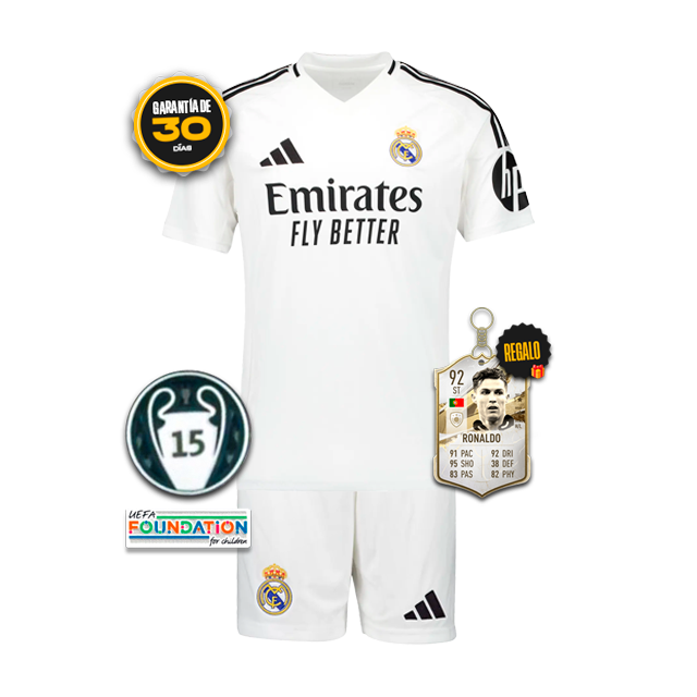 Conjunto para Adultos Real Madrid Home 2024/25 + 5 REGALOS 🎁